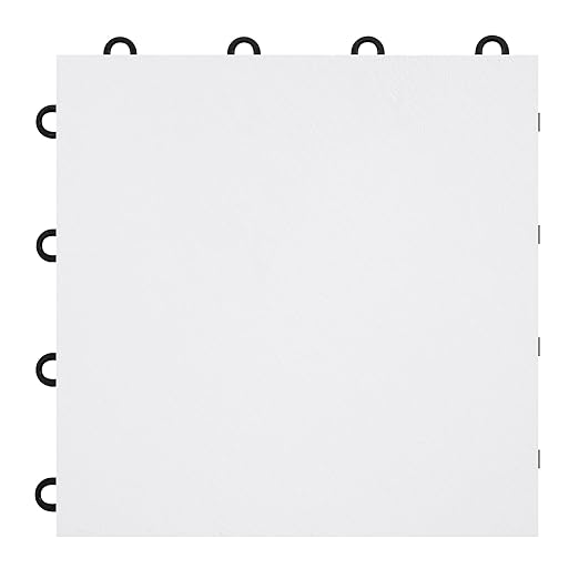IncStores 3/8" Thick Snap Together Dance Flooring | 12"x12" Printed Vinyl Dance Floor for Practice & Performance | White | 1 Tile Pack