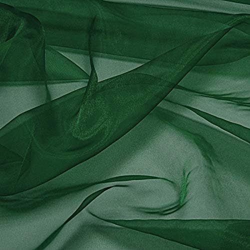 VDS Hunter Green Organza Fabric, 10 Yards Continuous, 45” Wide, Wedding Party Decoration Iridescent Crystal Sheer Shiny Organza Tulle Bridal Dress DIY Crafts Costume Sewing Backdrop Arch Cloth