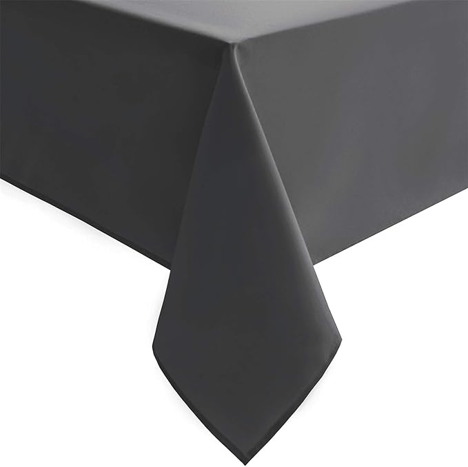 Hiasan Grey Rectangle Tablecloth - Waterproof Wrinkle Resistant Washable Fabric Table Cloth for Dining Room Kitchen and Outdoor Use, 60 x 84 Inch