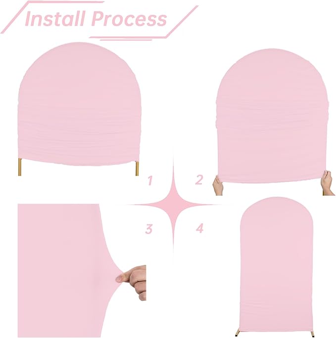 bricia Wedding Arch Backdrop Stand Cover, 7.2FT Double Sided Stretchy Arch Cover Fitted Wedding Birthday Party Banquet Decoration (Pink 86.4''Lx48''W)