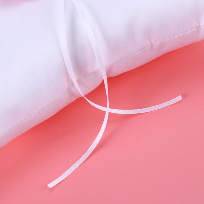 PRETYZOOM 2Pcs Pink Ring Bearer Pillow Set - Satin & Ribbon Decorative Wedding Ring Holder with Flower Design for Ceremony