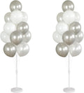Balloon Stand Kit,Set of 2,Balloon Columns Sticks, Stands for Table&Floor with Stand, Base&Pole,Balloon Tower Backdrop Decoration for Wedding, Baby Shower, Birthday Party, or Bachelorette(Silver)