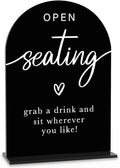 Acrylic Wedding Sign Wedding Signs for Ceremony Open Seating Sign for Wedding Modern Calligraphy Arch Acrylic Table Top Sign for Wedding Reception and Event Party Table(black）