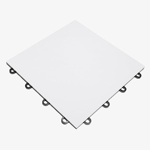 IncStores 3/8" Thick Snap Together Dance Flooring | 12"x12" Printed Vinyl Dance Floor for Practice & Performance | White | 1 Tile Pack