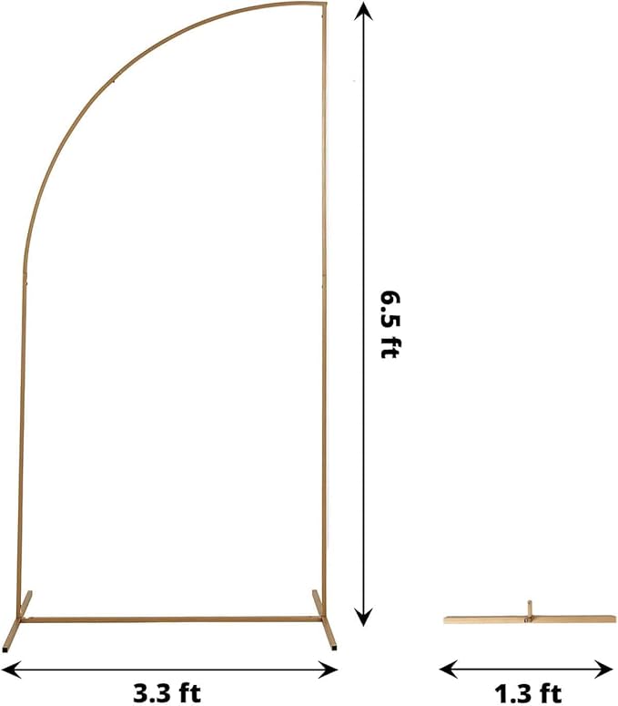Tableclothsfactory 7ft Gold Metal Wedding Arch Chiara Backdrop Stand, Half Moon Floral Frame Arbor Display
