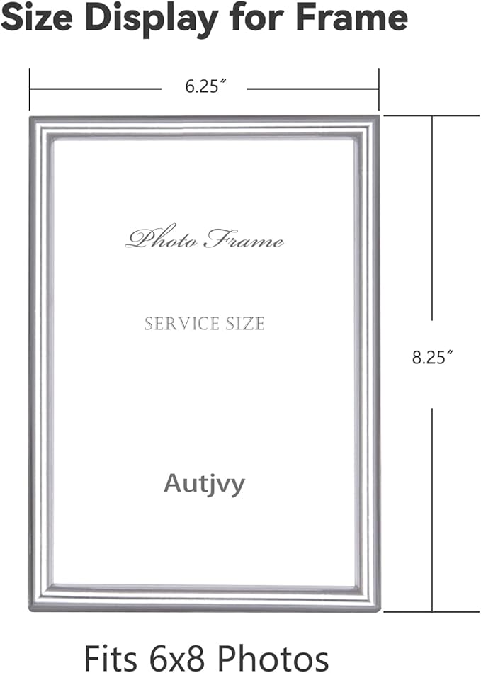 6x8 Picture Frame set of 2 Matte Silver Modern Simple Thin Aluminum Metal Photo Frame with HD Real Glass, Display for Tabletop and Wall Collage. (2 Pack)