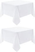 2 Pack Square Table Cloth 70X70 Inch White Washable Fabric Tablecloth Polyester Solid Dining Table Cover for Birthday Party Dinner Holiday Outdoor Indoor