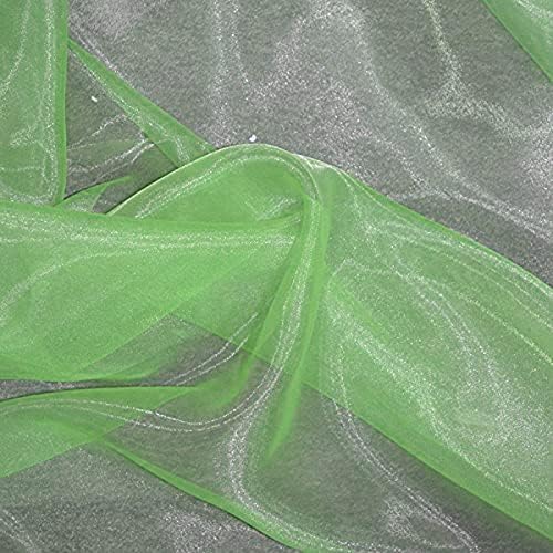 VDS Apple Green Organza Fabric, 75 Yards Continuous, 45” Wide, Wedding Party Decoration Iridescent Crystal Sheer Shiny Organza Tulle Bridal Dress DIY Crafts Costume Sewing Backdrop Arch Cloth