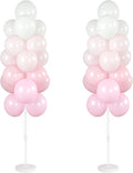 Balloon Column Kit Set of 2 With Baby Pink Chrome Balloons Included - with Base,Pole,Balloon Tower Backdrop Decoration for Wedding,Baby Shower, Birthday,Princess Party, or Bachelorette