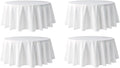 Pomp White 120" Inch Round Premium Polyester Tablecloth (4 Pack) | Wrinkle + Stain Resistant Easy Care Fabric | Fits Round or Circle Table