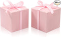 COTOPHER 100pcs Wedding Favor Boxes, Paper Gift Boxes 3x3x3 Inches Small Gift Boxes with Ribbons Small Boxes for Gifts, Crafting, Cupcake, Candy, Bridesmaid Proposal Boxes，Easy Assemble Boxes (Pink,