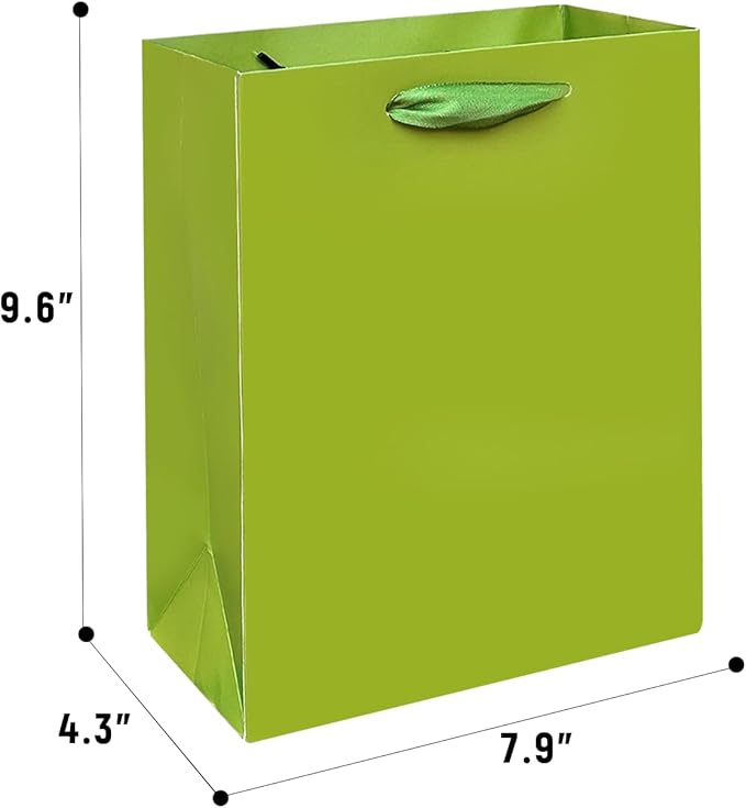 Gcardist Emerald Green Gift Bags with Tissue Paper for Wedding, Birthday, Party Supplies - 7.9"x4.3"x9.6" Medium Size Cardboard Gift Bags (16pcs + 32pcs Tissue Paper)