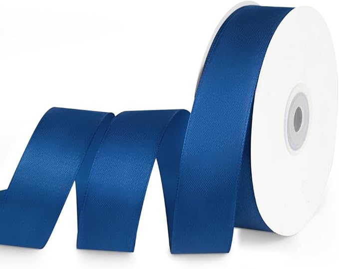 1" x 50 Yards Satin Ribbon - Navy Blue Silk Ribbon with Spool - Ideal for Gift Wrapping, Floral Bouquets, Crafts, Wedding Party Decorations, Christmas and Sewing Projects