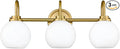 Gold Bathroom Light Fixtures, 3 Light Gold Modern Bathroom Light Fixtures Over Mirror with White Milk White Globe Glass Shade for Bathroom