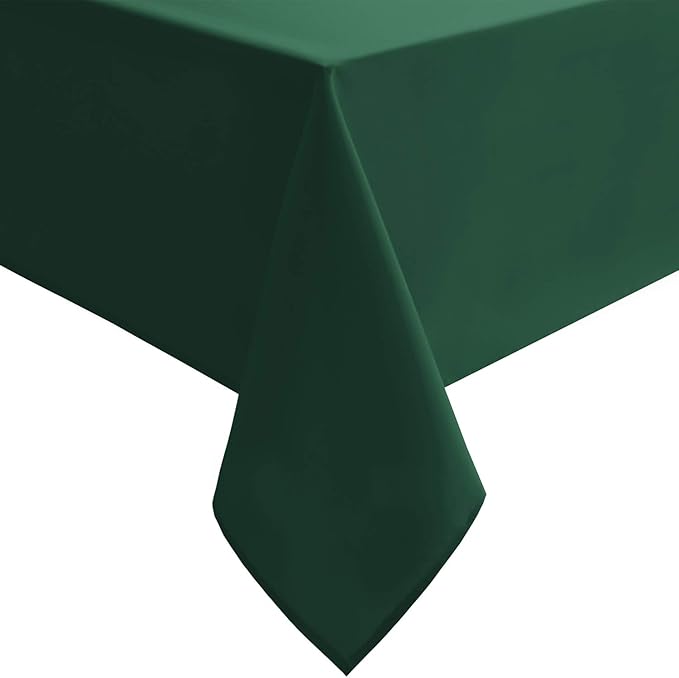 Hiasan Waterproof Tablecloth Rectangle - Washable Fabric Table Cloth for Dining Room Christmas Kitchen Birthday Party and Outdoor Use, Hunter Green, 60 x 140 Inch