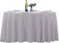 Ascoza 2pack 108 Inch Silver Round Tablecloth in Washable Polyester Fabric for Wedding/Banquet/Restaurant/Parties
