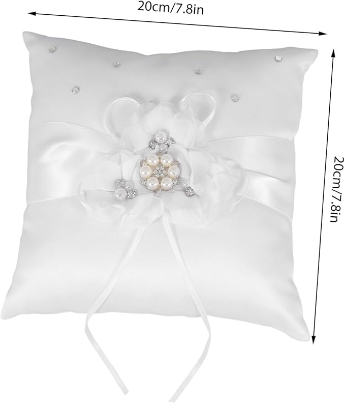 Decorative Pillows Pearl Ring Ring Pillow Wedding Ring Bearer Pillow Set 20x20cm Ring Pillow for Wedding Party Ceremony Decorative Throw Pillows Ring Bearer Pillows