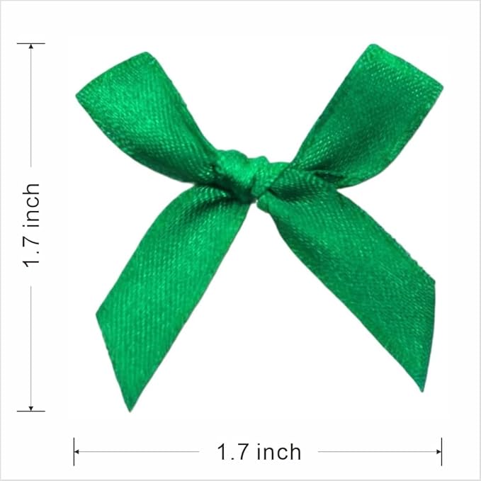 60pcs 1.7" Mini Green Ribbon Bows Decor – Small DIY Satin Bows for Crafts, Little Bows for Gift Wrapping, Tiny Bow Stickers for Note Card Bow Baby Shower Cake and Candle Decorations