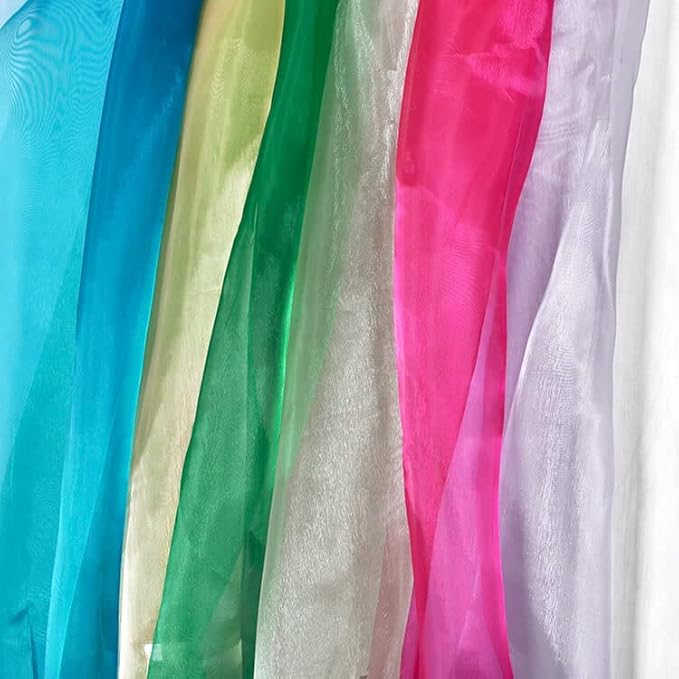 VDS Blush Pink Organza Fabric, 40 Yards Continuous, 45” Wide, Wedding Party Decoration Iridescent Crystal Sheer Shiny Organza Tulle Bridal Dress DIY Crafts Costume Sewing Backdrop Arch Cloth