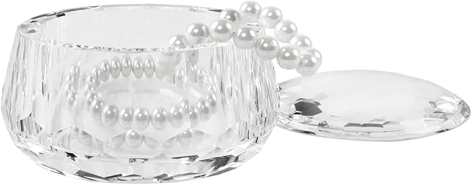 Crystal Jewelry Jar with Lid, Crystal Wedding Candy Buffet Jar, Home Decoration Party Cotton Swab Storage, Office Birthday Gift