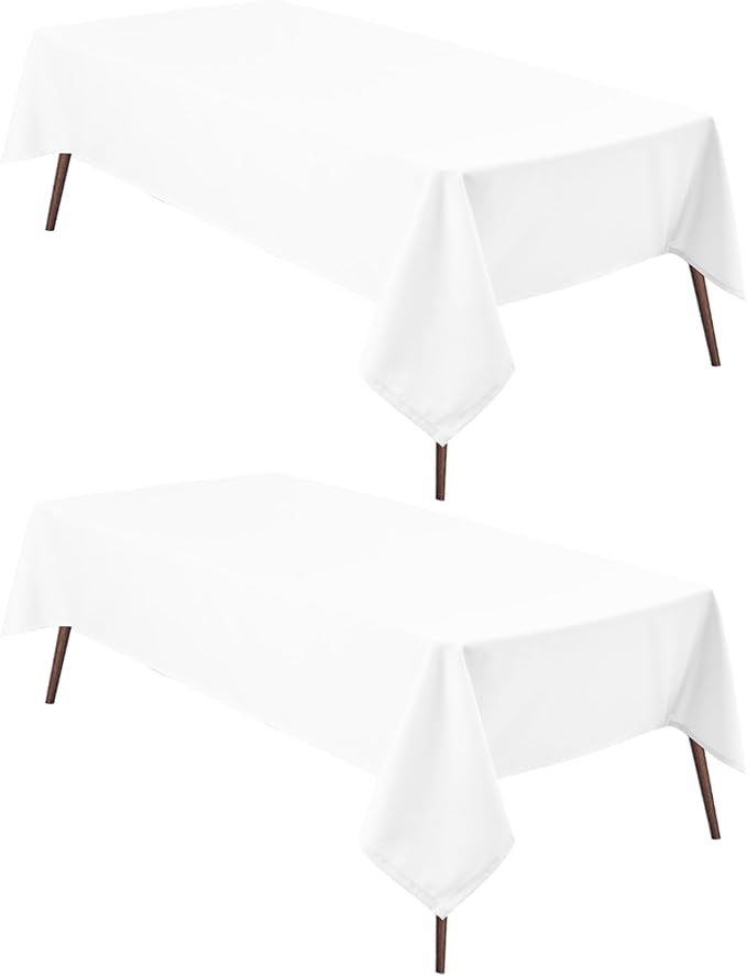 Hiasan 2 Pieces White Square Tablecloth - Waterproof and Spillproof Restaurant Washable Polyester Table Cloth for Dining Room, 40 x 40 Inch