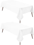 Hiasan 2 Pieces White Rectangle Tablecloth - Waterproof and Spillproof Restaurant Washable Polyester Table Cloth for Dining Room, 60 x 102 Inch
