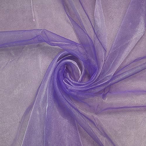 VDS Lavender Organza Fabric, 25 Yards Continuous, 45” Wide, Wedding Party Decoration Iridescent Crystal Sheer Shiny Organza Tulle Bridal Dress DIY Crafts Costume Sewing Backdrop Arch Cloth