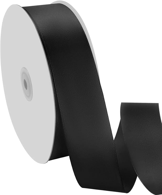 1-1/2" x 100 Yards Wide Satin Ribbon, Black Ribbon 1 1/2 inch, Gift Ribbon for Gift Wrapping, Flower Bouquet, Crafts, Wedding Party Decorations, Christmas and Handmade