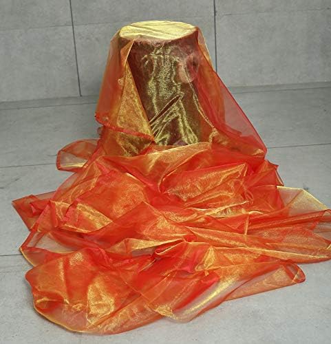 VDS Brunt Orange Organza Fabric, 45 Yards Continuous, 45” Wide, Wedding Party Decoration Iridescent Crystal Sheer Shiny Organza Tulle Bridal Dress DIY Crafts Costume Sewing Backdrop Arch Cloth