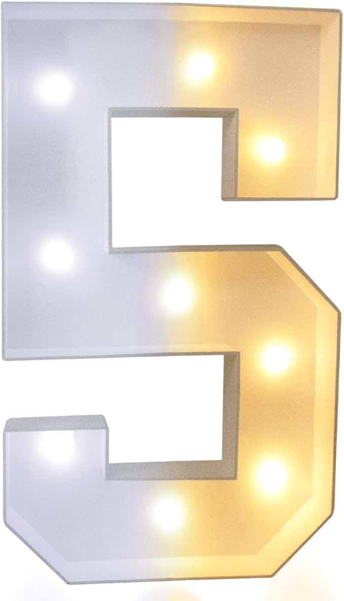 Pooqla 3FT Marquee Light Up Numbers for 5th Birthday Decorations, Light Up Marquee Number 5 Birthday Gift for Girls Boys, Anniversary Wedding Party Decor, Large Lighted Number 5