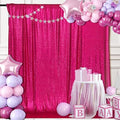 PartyDelight Hot Pink 8FT X 8FT Sparkly Sequin Backdrop Curtains for Wedding Party Room Decorations
