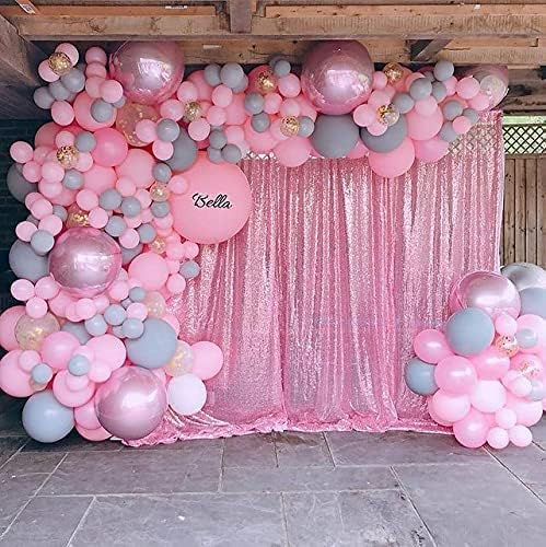 Pink Sequin Backdrop Curtains 4FTX8FT 2 Panels Sequin Sparkly Background Drapes for Party Birthday Weeding Decor