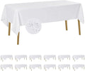 Fokitut 12 Pack Waterproof Rectangle Tablecloth, 60x102 Inch, Stain Resistant and Wrinkle Polyester Table Cloth, Fabric Table Cover for Kitchen Dining, Wedding, Party, Holiday Dinner-White