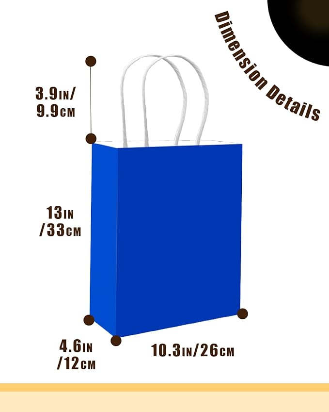 qiqee 100PCS Gift Bag with Handles Bulk Diamond Blue Paper Bags Multiple Uses (13''x5 x10 inch Large Size)