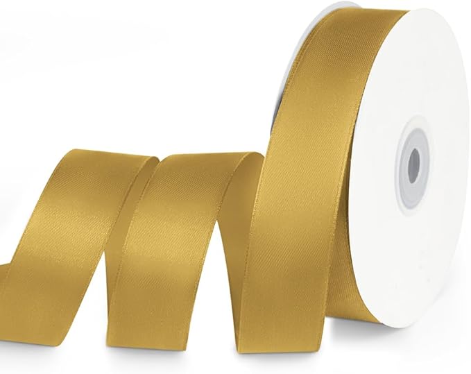 1" x 50 Yards Satin Ribbon - Gold Silk Ribbon with Spool - Ideal for Gift Wrapping, Floral Bouquets, Crafts, Wedding Party Decorations, Christmas and Sewing Projects