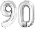 GOER Number 90 Balloons for 90th Birthday Party Decorations,42 Inch Jumbo Foil Helium Balloons for 90th Anniversary (Silver)
