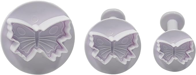 pson 3Pcs Plunger Cookie Cutter Set, Mini Plastic Biscuit Molds for Cake Decorating, Baking, Fondant, and DIY Crafts(Butterfly)