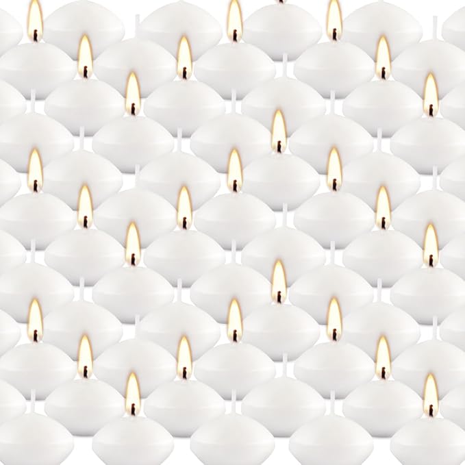 Unscented Floating Candles Set of 72, 2 Inch White Dripless Wax for Centerpieces at Wedding Pool Party Holiday
