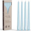 Leor & Lair Light Blue Taper Candles - 4 Pack 10" Light Blue Candlesticks - Unscented Candle Sticks for Winter Home Decor, Easter Dinner, Weddings, Restaurants & Events