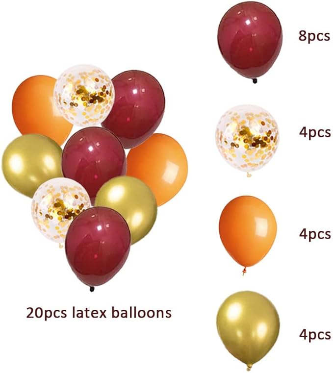 Fall Birthday Decorations Burgundy and Orange Party Decorations Pom Poms Flowers Paper Lanterns Fans Autumn Burgundy Birthday Decorations with Happy Birthday Banner Cake Topper Gold for Women Girls