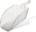 APQ Ice Scooper 64 oz. Clear Plastic Scooper for Food Service Applications Flat Bottom Scooper Freezer Ice Machine Restaurants Kitchen Buffet Party Candy Popcorn Heavy Duty Long Lasting