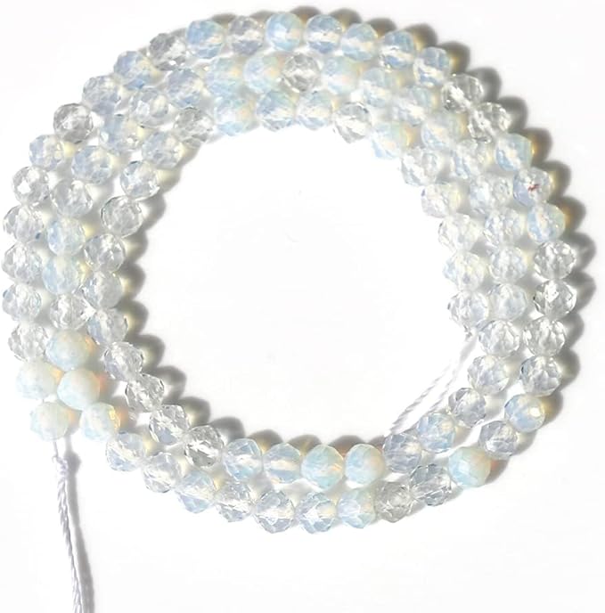 Song Xi 90pcs 4mm Natural Opal Gemstone Beads Faceted Round Loose Stone Beads for Jewelry Making