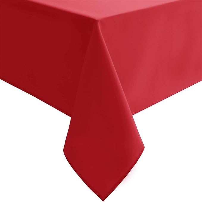 Hiasan Red Tablecloth Rectangle - Wrinkle Resistant and Waterproof Dining Room Washable Christmas Table Cloth, Polyester, 54 x 80 Inch