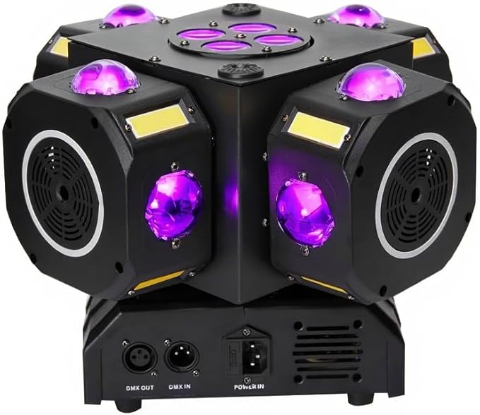 Moving Head DJ Lights 180W LED with 4 Rotating Head,16X10W RGBW 4-in-1 Multiple Effects Changing，21CH DMX-512/Sound Activated for Christmas KTV Wedding