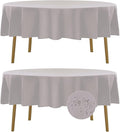Fokitut 2 Pack Waterproof Round Tablecloth, 90 Inch, Stain Resistant and Wrinkle Polyester Table Cloth, Fabric Table Cover for Kitchen Dining, Wedding, Party, Holiday Dinner-Silver