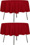 sancua 2 Pack Round Tablecloth 60 Inch Red, Stain and Wrinkle Resistant Table Cloth - Washable Polyester Table Cover for Dining Tables, Buffet Parties and Camping