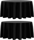 Round Tablecloth 132 Inch 2 Pack Black Tablecloths Washable Decorative Linen Polyester Table Clothes Cover for Dining Table Banquets Buffet Parties and Wedding