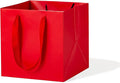 Red Paper Gift Bag Small Square Bottom Paper Bags With Handles (Red, 6 x 6 x 6 in, 10 Pcs)