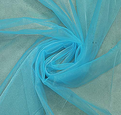 VDS Turquoise Organza Fabric, 40 Yards Continuous, 45” Wide, Wedding Party Decoration Iridescent Crystal Sheer Shiny Organza Tulle Bridal Dress DIY Crafts Costume Sewing Backdrop Arch Cloth