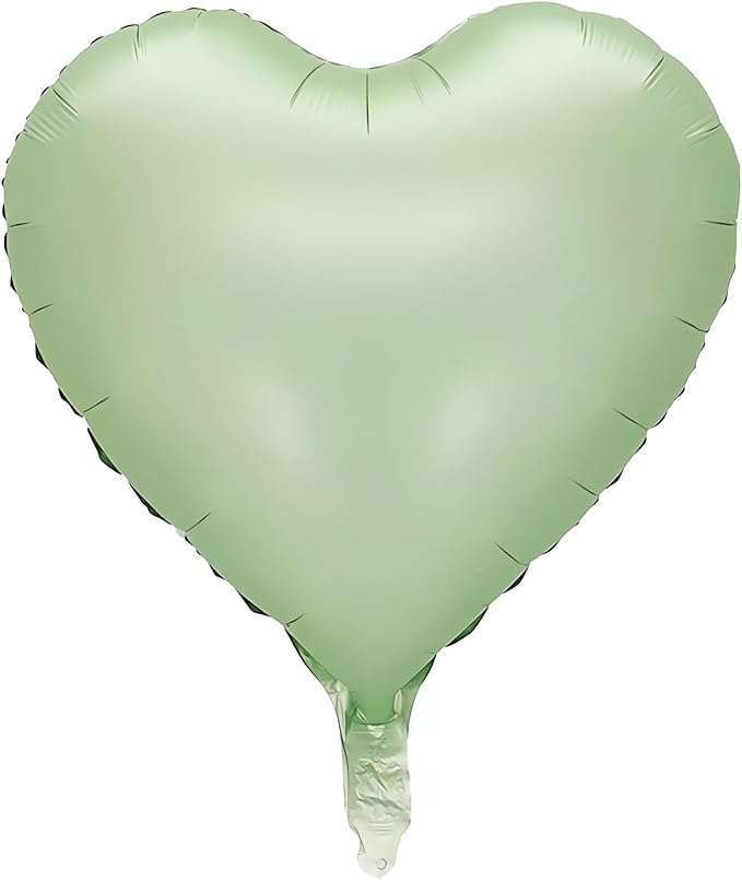10Pcs Olive Green Foil Heart Shaped Balloons 18 Inch - Retro Green Heart for Baby Shower, Wedding, Valentine Decorations - Love Party Decor